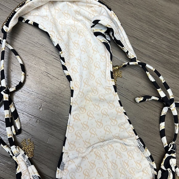 VICTORIA’S SECRET BLACK WHITE GOLD BIKINI SMALL - Picture 15 of 15
